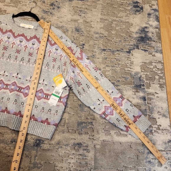NWT Sugar Moon Juniors' NYC Alliance Fair Isle Sweater Grey Pink Purple Large - Picture 4 of 15